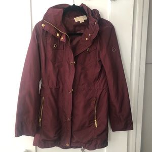Michael Kors Hooded Anorak Jacket Maroon/Burgundy